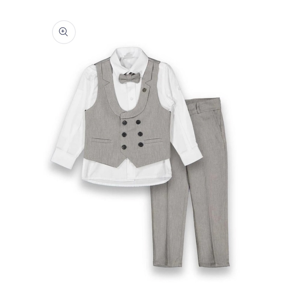 Gray Vest and Pants Set with White Shirt